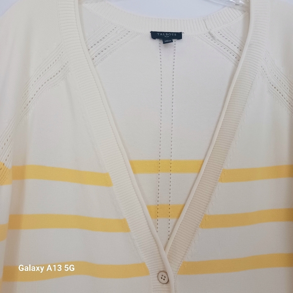 Talbots Women's Stripe Cardigan Sweater Plus Size 1X - Picture 7 of 11